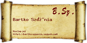 Bartko Szénia névjegykártya