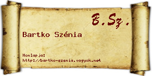 Bartko Szénia névjegykártya